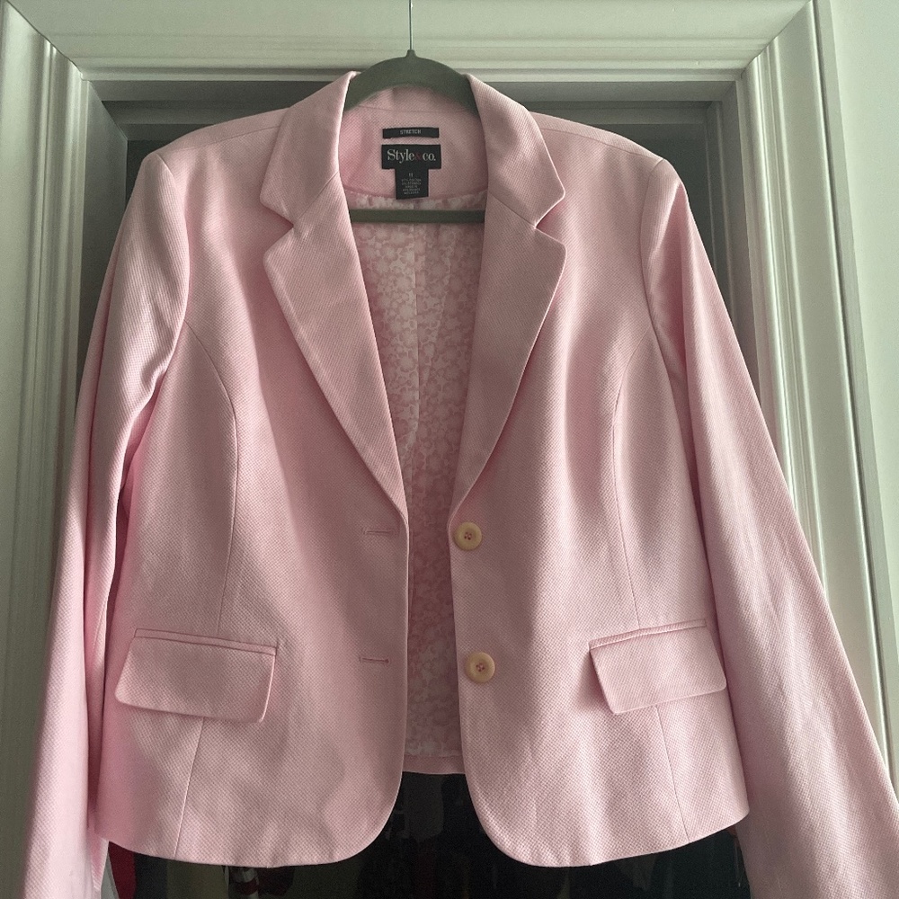 Style&Co stretch lined pink blazer